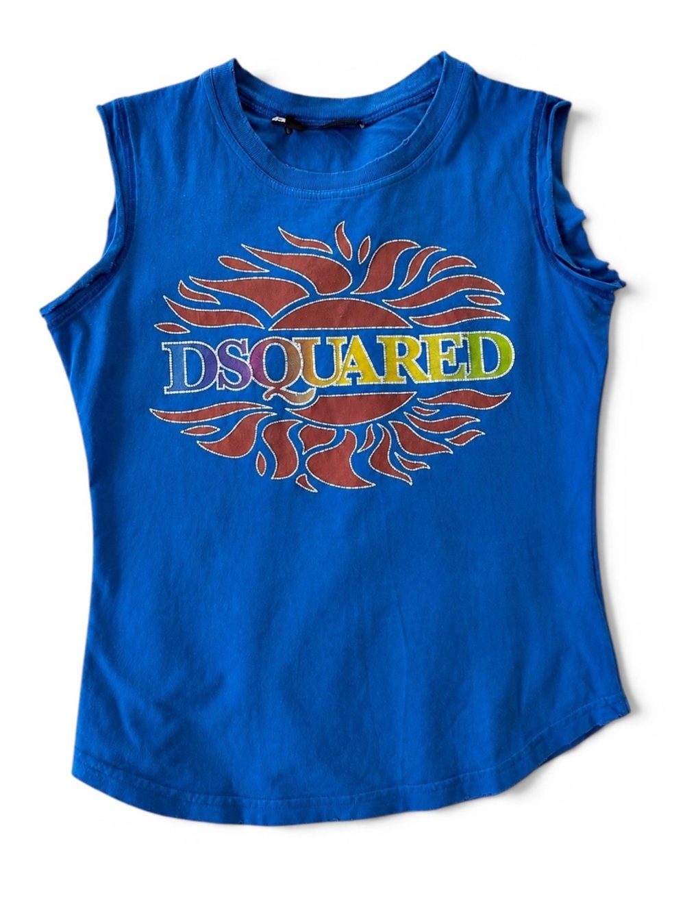 Vintage Dsquared2 blue distressed y2k graphic tank top